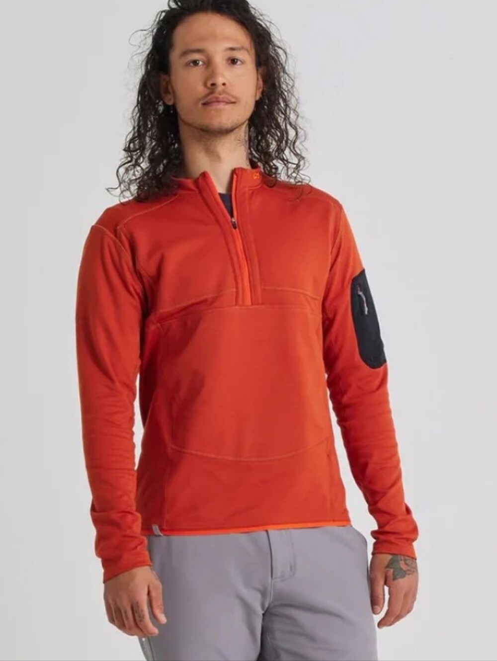 Oros Men Horizon Quarter Zip Shirt Clay RED